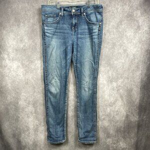 Silver Jeans Casy Boyfriend Womens W32 L31 Blue Thick Stick Embroidered READ
